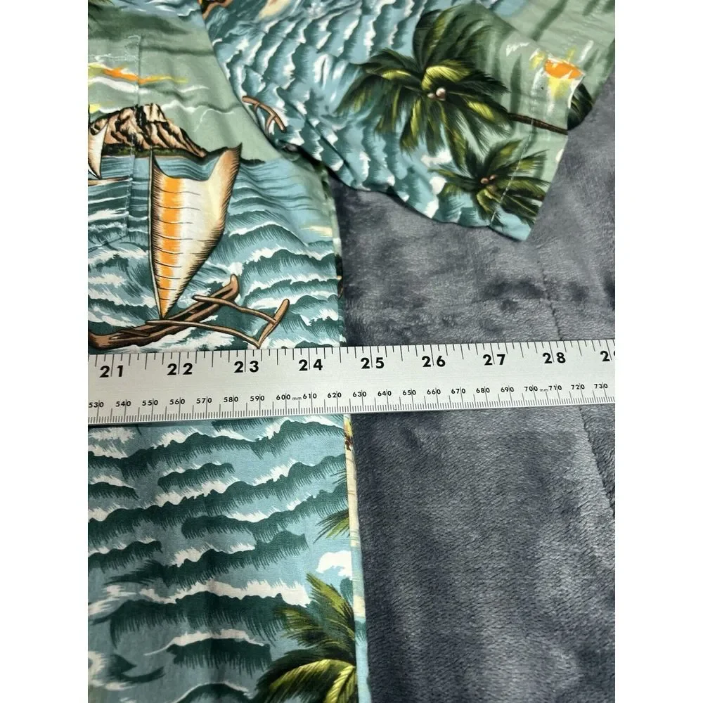 Aloha Republic Shirt Men's Green Boat Short Sleeve Collared‎ Button Down Size XL
